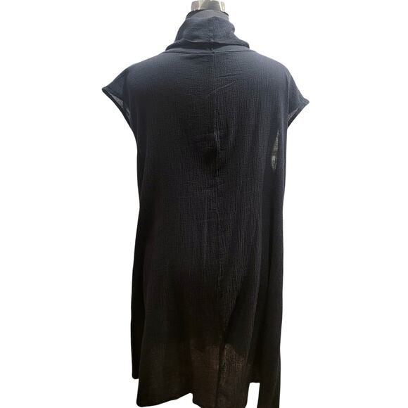 Bryn Walker Nolan Tunic Large Cowl Neck‎ Cotton Gauze Top Black - Picture 3 of 14